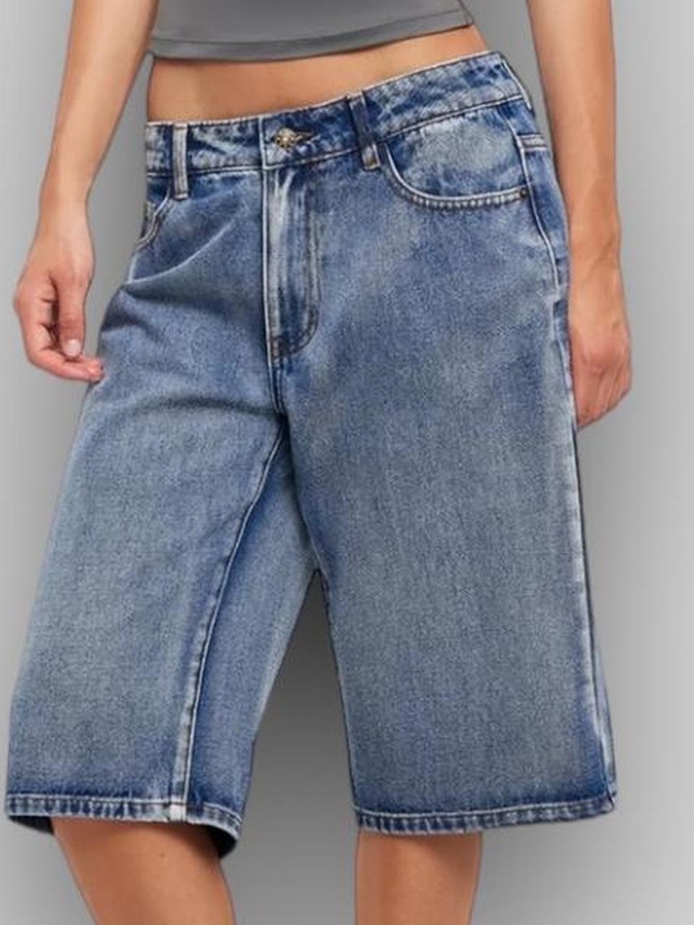 Lioness Relaxed-Fit Blue Denim Bermuda Shorts